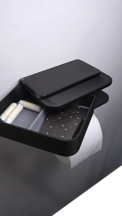 Porte-papier toilette compartimenté